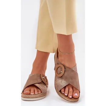 Dámské žabky Dámské Klapky Na Platformě S Ozdobnou Přezkou Hnědé Inblu RV000012 39