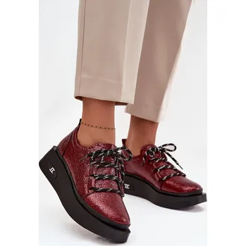 Dámské mokasíny Kožené Lakované Dámské Mokasíny Na Platformě Artiker 57C2046 Bordó 37