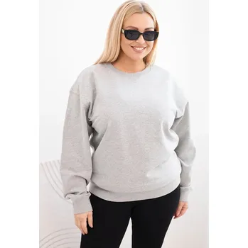 Dámská mikina Dámská mikina Plus Size bavlněná basic s kulatým výstřihem šedá XL