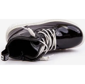 Dámská zimní obuv Ocieplane Lakierované Botky Dětské Big Star MM374147 Černé 30