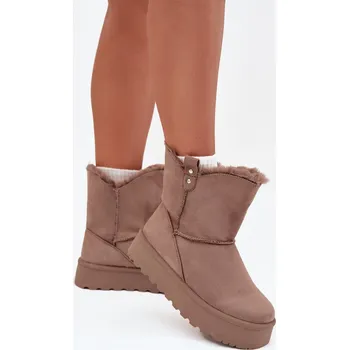 Dívčí sněhule Dámské Sněhule Na Platformě S Kožíškem Tmavě Béžové Evelira 39