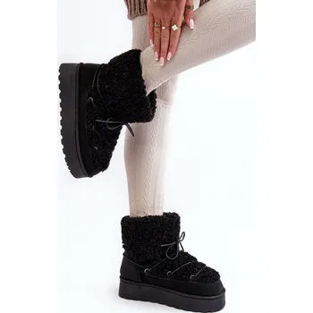 Dívčí sněhule Dámské zavazovací sněžky s hrubou podrážkou černé Loso 37