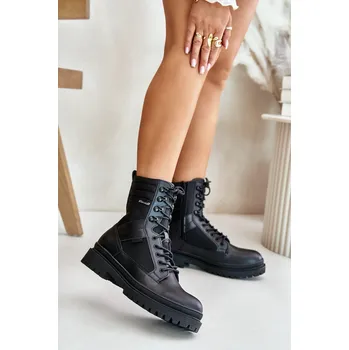 Dámská zimní obuv Kožené Traperky Kotníkové Boty Pánské Zateplené Big Star OO174164 Černé 41