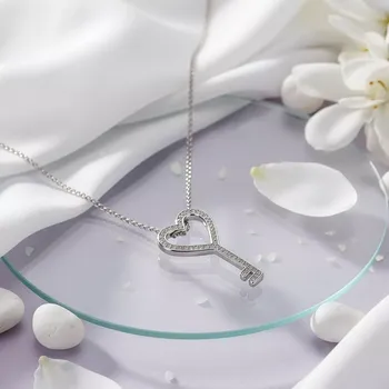 Náhrdelník Yoowey Přívěsek s řetízkem stříbrný klíček lásky KO6114_CU035_45_A