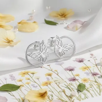 Náušnice Yoowey stříbrné náušnice motýl NA2071