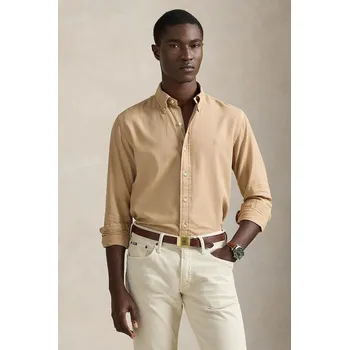 Pánská košile Bavlněná košile Polo Ralph Lauren pánská, béžová barva, regular, s límečkem button-down, 710P07183 08X, vel. XL