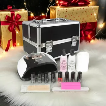 Přípravek na nehty Startovací sada na gel lak s lampou 256W a luxusním kufříkem Luxury case black + DÁREK & DOPRAVA ZDARMA (Sada na gellak nehty s lampou 256W)