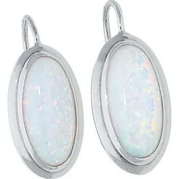 Náušnice Goldstore Stříbrné náušnice oválný bílý opál Varianta: stříbrné náušnice