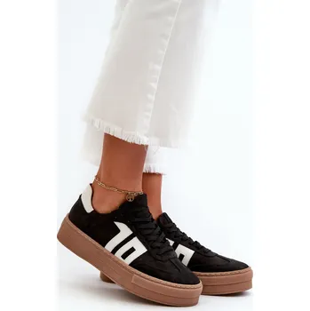 Dámské tenisky Dámské kožené tenisky na platformě černé Zazoo N1095S2 39