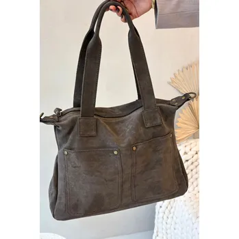 Kabelka Kožená Semišová Kabelka S Kapsami Hnědá Zephina univerzální