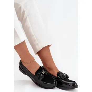 Dámské mokasíny Lakované Dámské Mokasíny S Mašlí S.Barski HY51-319 Černé 36