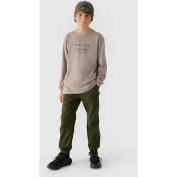 Pánské tričko Tričko S Dlouhým Rukávem Pro Chlapce S Potiskem Regular 4F 4FJWAW24TLONM294-26S Šedé 122