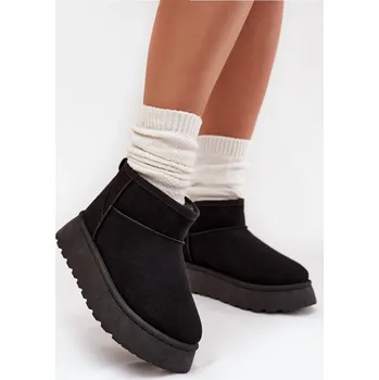 Dívčí sněhule Dámské Sněhule Na Platformě Zateplené Kožíškem Černé Vesirae 37