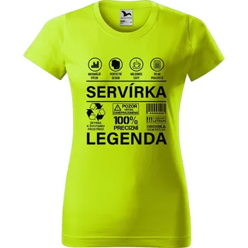 Dámské oblečení DOBRÝ TRIKO Dámské tričko s potiskem Servírka legenda Barva: Limetková, Velikost: XL