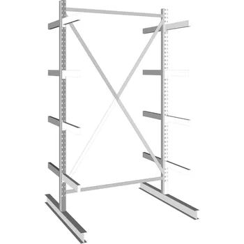 Dílenský regál META Konzolový regál, oboustranný, 355 kg, 2500 x 1330 x 1440 mm, základní