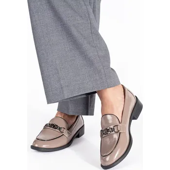 Dámské mokasíny Exkluzívní dámské mokasíny hnědé na širokém podpatku 37