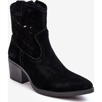 Dámská zimní obuv Kožené Křoví Boty S Průhledným Designem D&A SN622-20 Černá 37