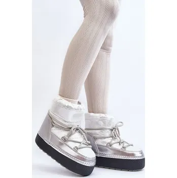 Dívčí sněhule Dámské zimní boty se stříbrným šněrováním Toolsa 35/36