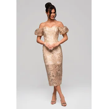 Dámské šaty Edoti Dámské společenské šaty Saco béžová M