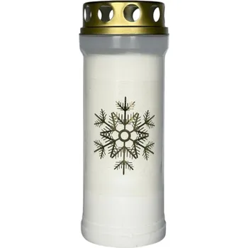 Svíčka Madona Hřb. vklad víčko 240g vločka zlatá ~3 dny bílá litá