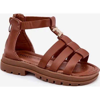 Sada pánského spodního prádla Dívčí sandály gladiátorky se zlatým detailem hnědé Vesira 25