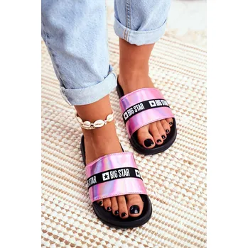 Dámské žabky Dámské Nazouváky Big Star Růžové Holo GG274A008 38