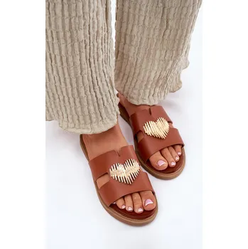 Dámské sandále Dámské sandály na plochém podpatku se zlatou ozdobou Karinma 37