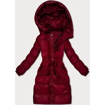 Dámská bunda Prošívaná zimní bunda ve vínové bordó barvě s páskem J Style (5M3253-1) odstíny červené S (36)