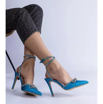 Dámské lodičky Dámské lodičky na jehlové podpatku H2810 Světle modrá třpyt - BELLAMICA Shoes světle modrá 38