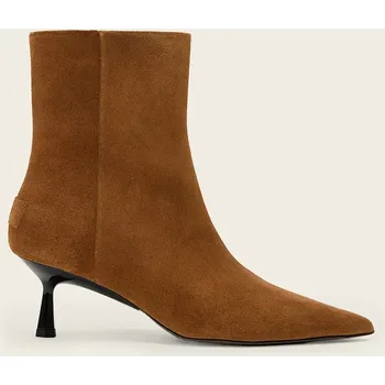 Dámské kozačky Semišové boty AllSaints Vivian Suede Boot dámské, hnědá barva, na podpatku, W009FD 88X, EUR 38