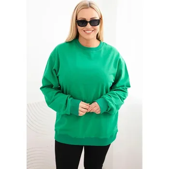 Dámská mikina Dámská mikina s okrouhlým výstřihem Plus Size bavlněná basic zelená XL