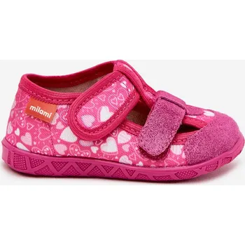 Pantofle Milami Dětské Na Suchý Zip V Srdíčka Růžové Reathiana 23