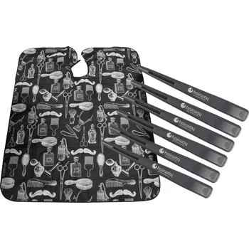 Kadeřnická pláštěnka na stříhání Hairway 37001 - černá + karbonové klipsy do vlasů Hairway - 12 cm, černé - 6 ks zdarma + dárek zdarma