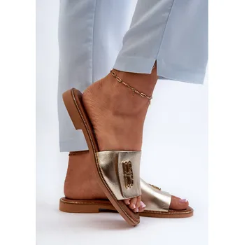 Dámské žabky Zazoo 40384 Elegantní Dámské Kožené Žabky Zlaté 40