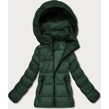 Tmavě zelená dámská prošívaná zimní bunda v délce k bokům (T3-2656#-33) odstíny zelené XXL (44)