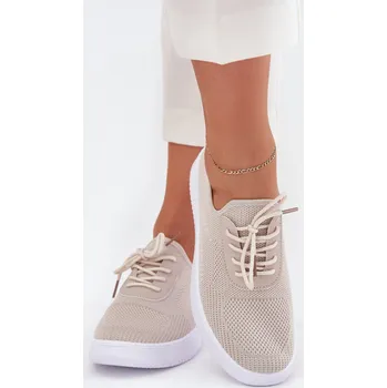 Dámské tenisky Materiálové Sportovní Boty Na Platformě Dámské Béžové Kalyra 36