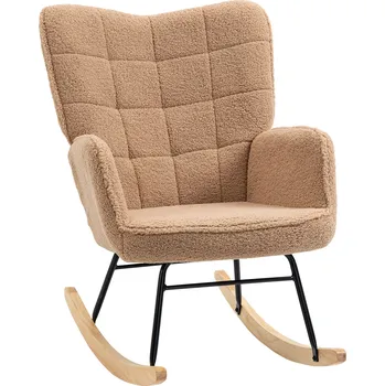 Křeslo HOMCOM Houpací křeslo do 120 kg, imitace jehněčí kůže - hnědá