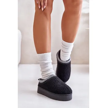 Dívčí obuv Dámské Sněhule Na Platformě S Vyšíváním Černé Tirissa 36