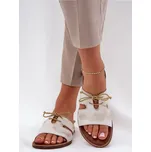 Dámské kožené sandály na plochém podpatku Zazoo 3022 zlaté oprané 36