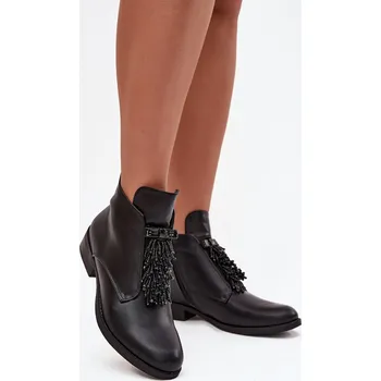 Dámská zimní obuv Zateplené dámské kotníkové boty na ploché podešvi S.Barski HY42-713 Černé 38