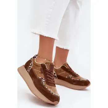 Dámské tenisky Dámské Semišové Tenisky Big Star OO274A313 HI-POLY SYSTEM Hnědé Leopardí 39