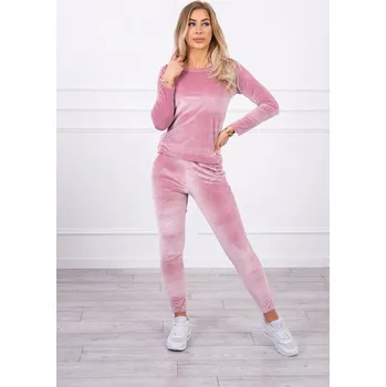 Velurová souprava se záhybem vzadu tmavě pudrově růžová UNI