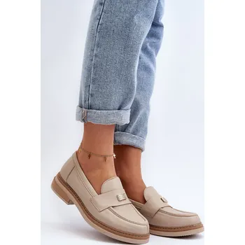 Dámské mokasíny Zazoo 20165 Dámské kožené mokasíny béžové 40