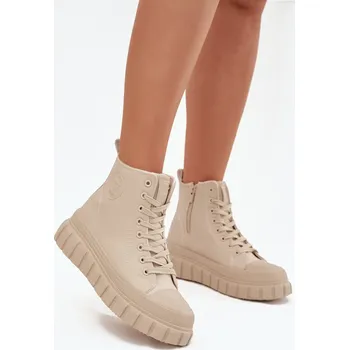 Dámské tenisky Zateplené dámské tenisky na platformě z ekokůže Big Star SS274535 béžové 41