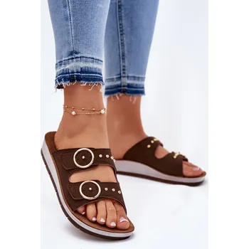 Dámské žabky Pohodlné dámské pantofle Inblu CP000054 hnědé 36