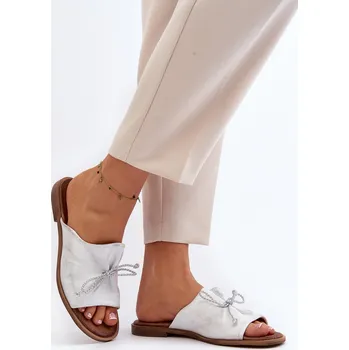 Dámské žabky Kožené dámské žabky Zazoo 2659/005 stříbrné 37