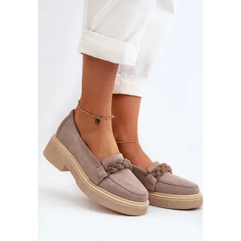 Dámské mokasíny Dámské semišové mokasíny s ozdobou Cappuccino Zazoo 3429/W 41