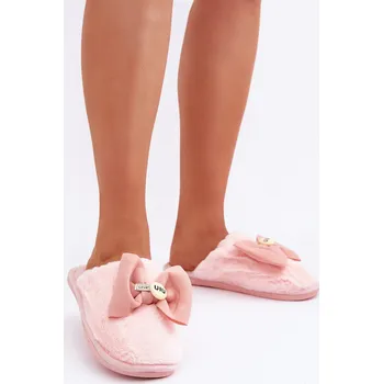 Dámské žabky Dámské Pantofle S Kožíškem A Mašlí Růžové Olfedi 40/41