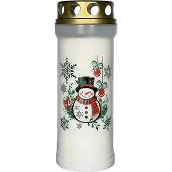 Svíčka Madona Hřb. vklad víčko 240g sněhulák ~3 dny bílá litá