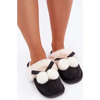 Dámské žabky Dámské Pantofle S Kožíškem Černé Nartani 38